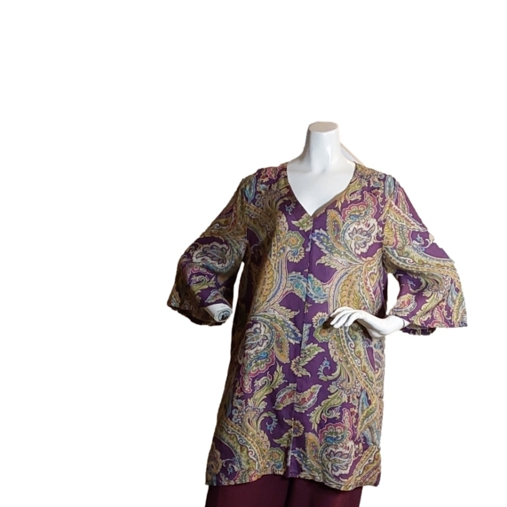 BRYN WALKER LILIA LINEN PARSELEY TUNIC WOMEN'S ‎ SMALL - Picture 4 of 6